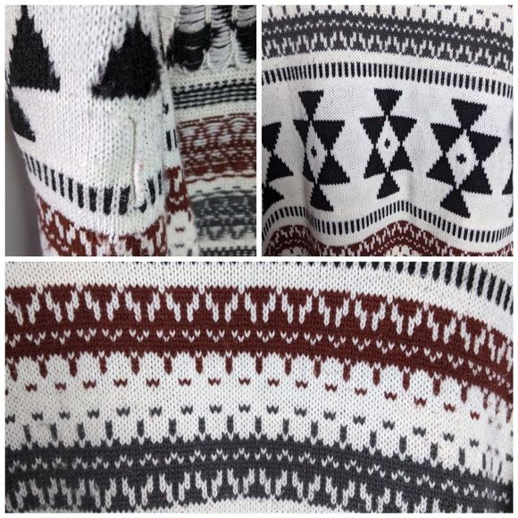 Divided Aztec Open Front Wool Blend Cardigan Sz M - Picture 4 of 7